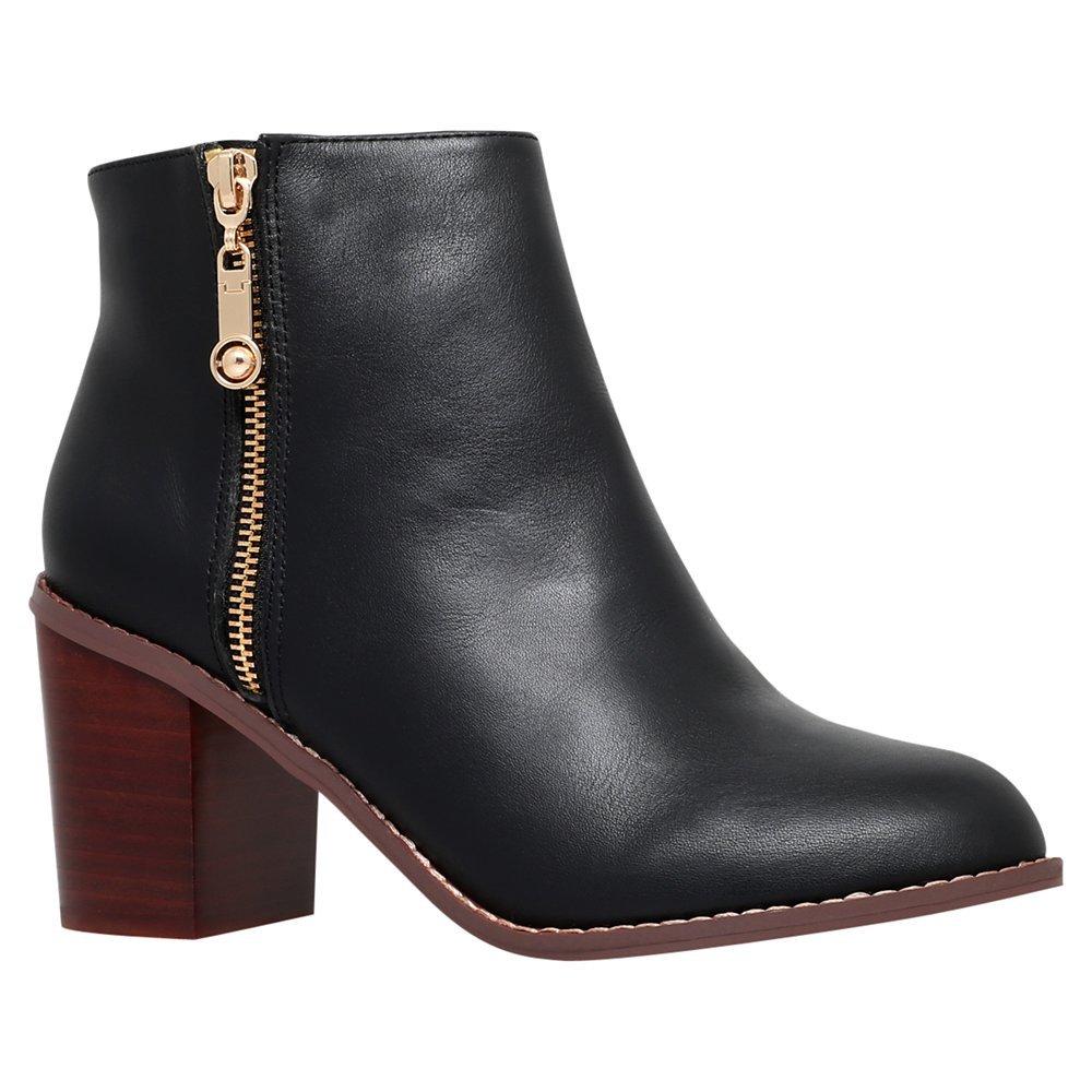 Carvela Tag Block Heeled Ankle Boots, Black Leather