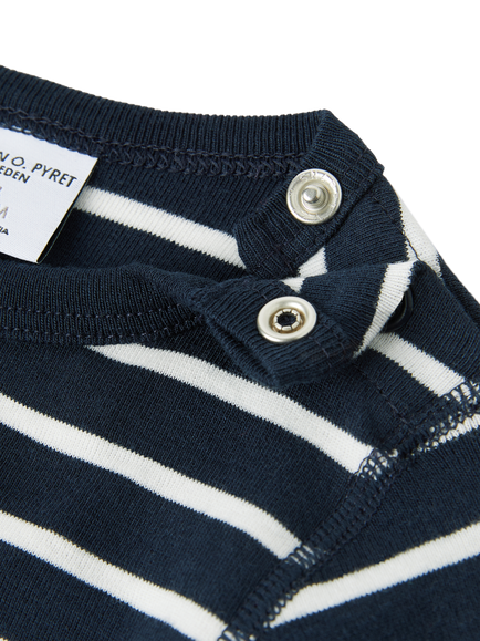 Polarn O. Pyret Baby GOTS Organic Cotton Stripe Long Sleeve Bodysuit, Blue - view 2, Blue
