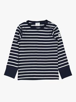 Polarn O. Pyret Baby GOTS Organic Cotton Stripe Top - view 2, Blue/White