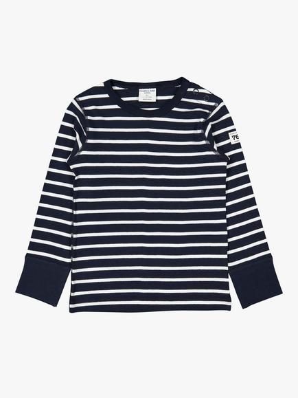Polarn O. Pyret Baby GOTS Organic Cotton Stripe Top - view 2, Blue/White