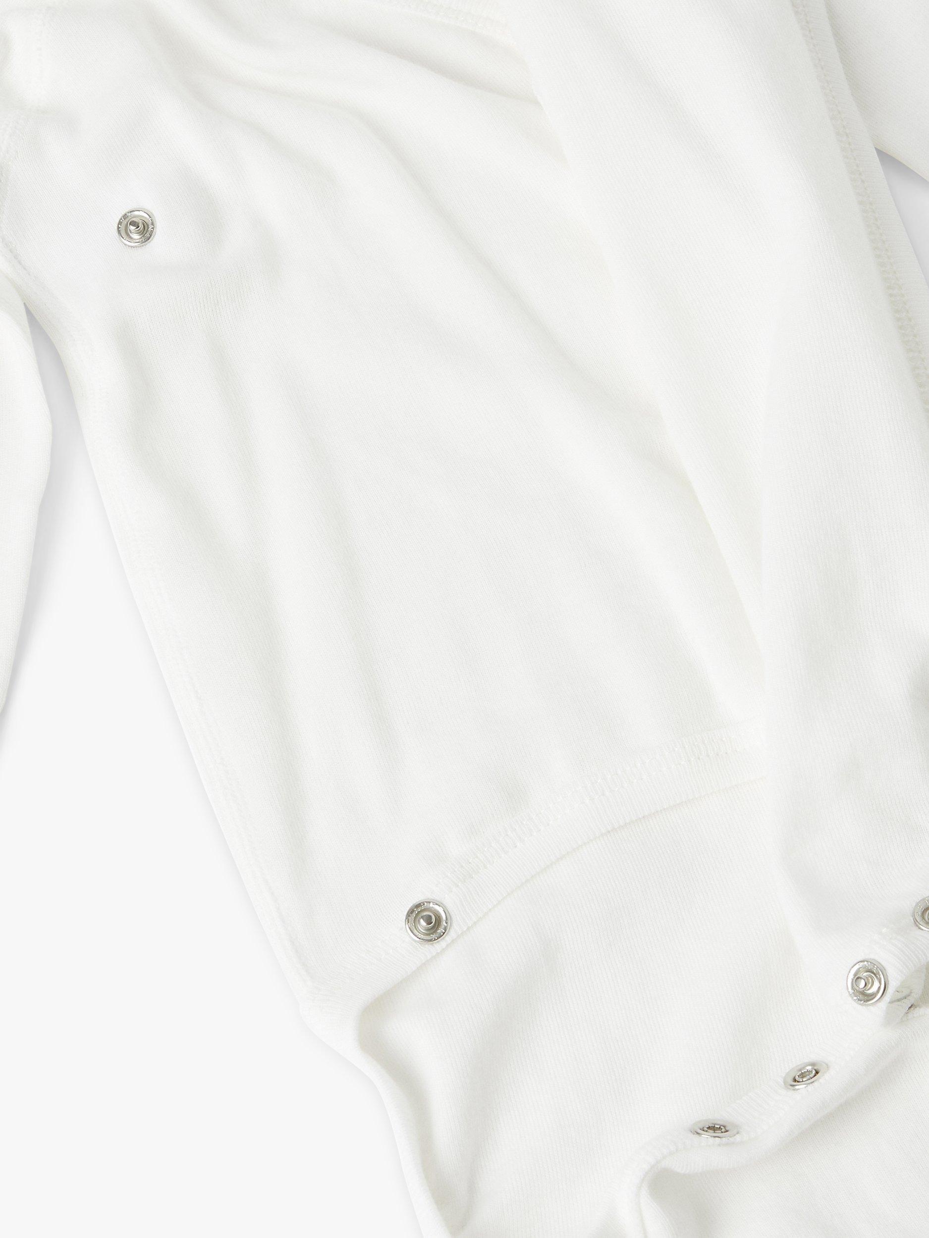 Product image 5 of 5, which shows Polarn O. Pyret Baby GOTS Organic Cotton Wraparound Bodysuit, White, Early baby