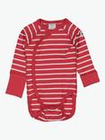 Polarn O. Pyret Baby GOTS Organic Cotton Stripe Wraparound Bodysuit, Red