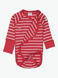 Polarn O. Pyret Baby GOTS Organic Cotton Stripe Wraparound Bodysuit, Red