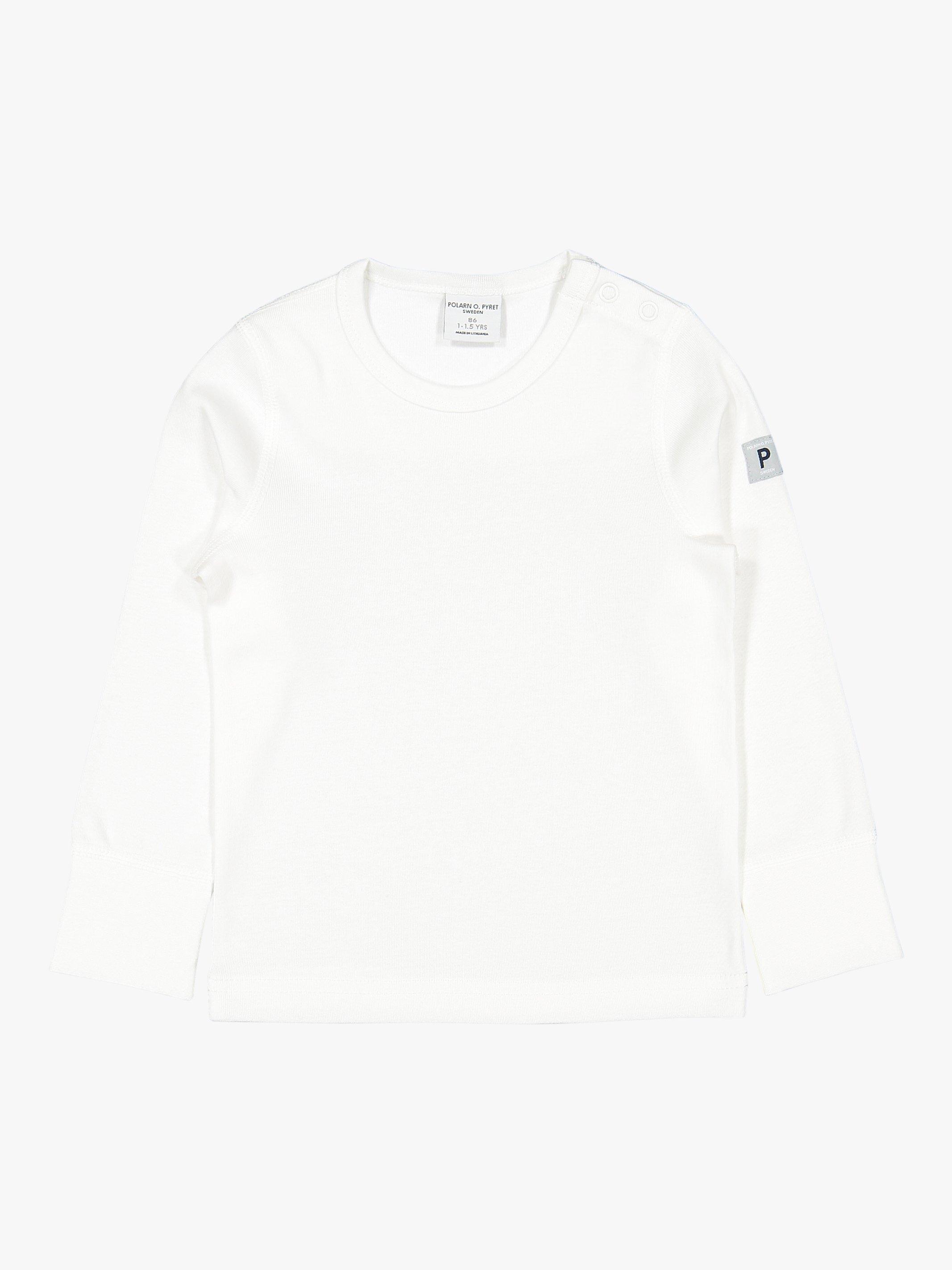 Polarn O. Pyret Children's GOTS Organic Cotton Long Sleeve T-Shirt, White