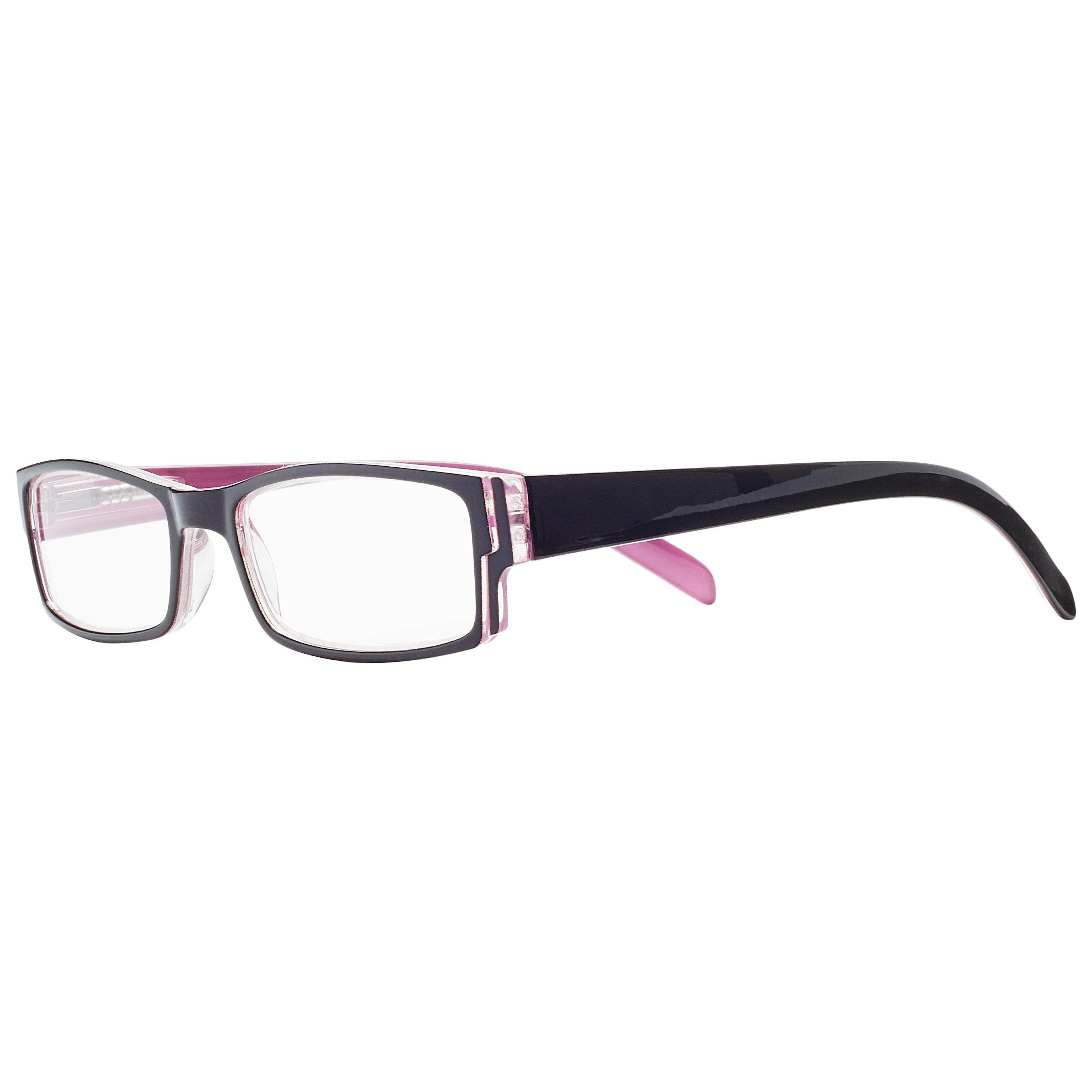 Product image 1 of 2, which shows Magnif Eyes Very Narrow Fit Ready Readers Carmel Glasses, Black/Rose, 1.5