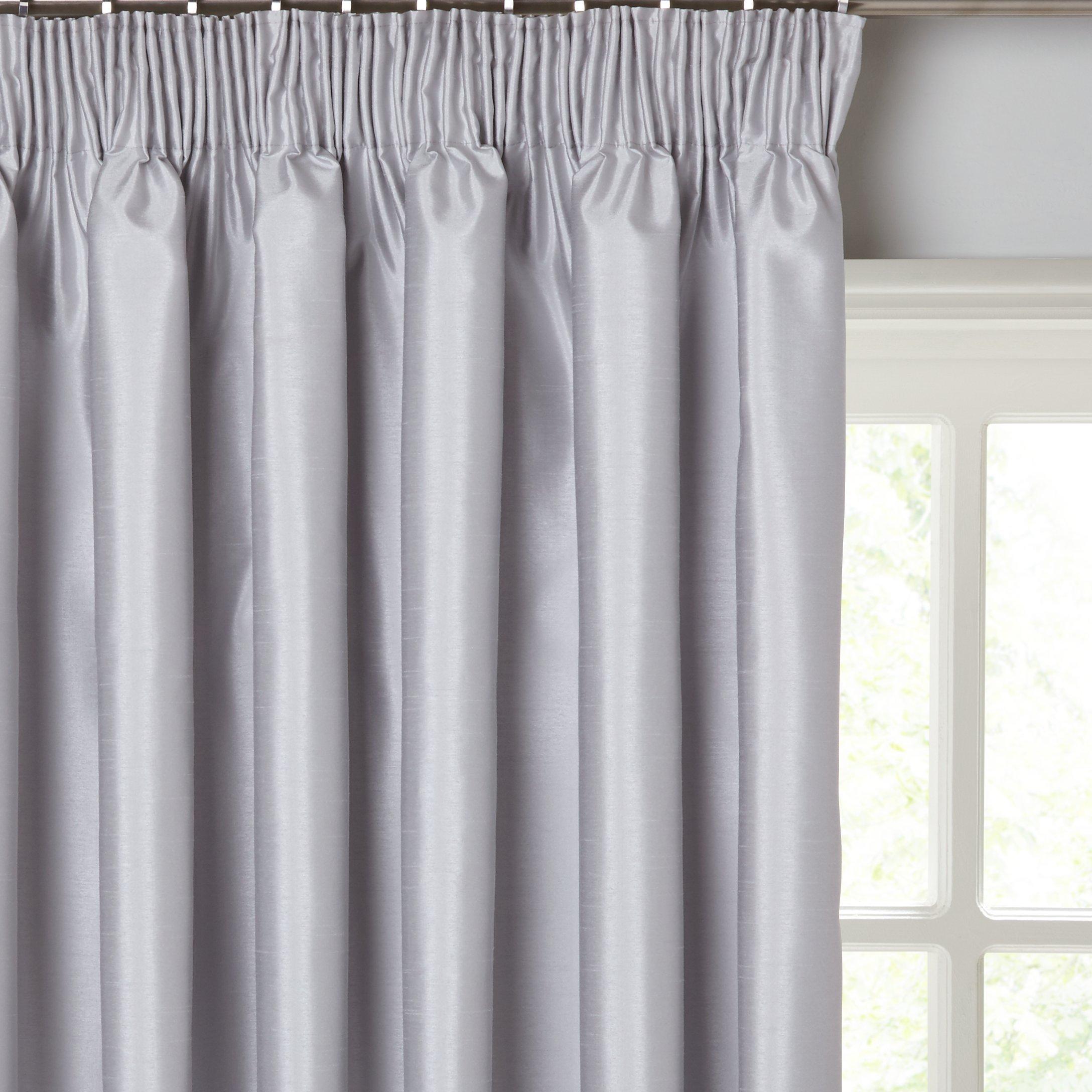 John Lewis & Partners Faux Silk Pair Blackout Lined Pencil Pleat Curtains
