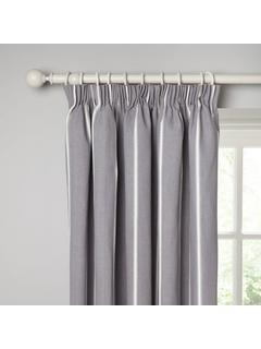John Lewis Padstow Stripe Weave Pair Lined Pencil Pleat Curtains, Storm, W117 x Drop 182cm