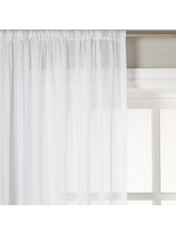 John Lewis Plain Cotton Slot Top Voile Panel, White, White