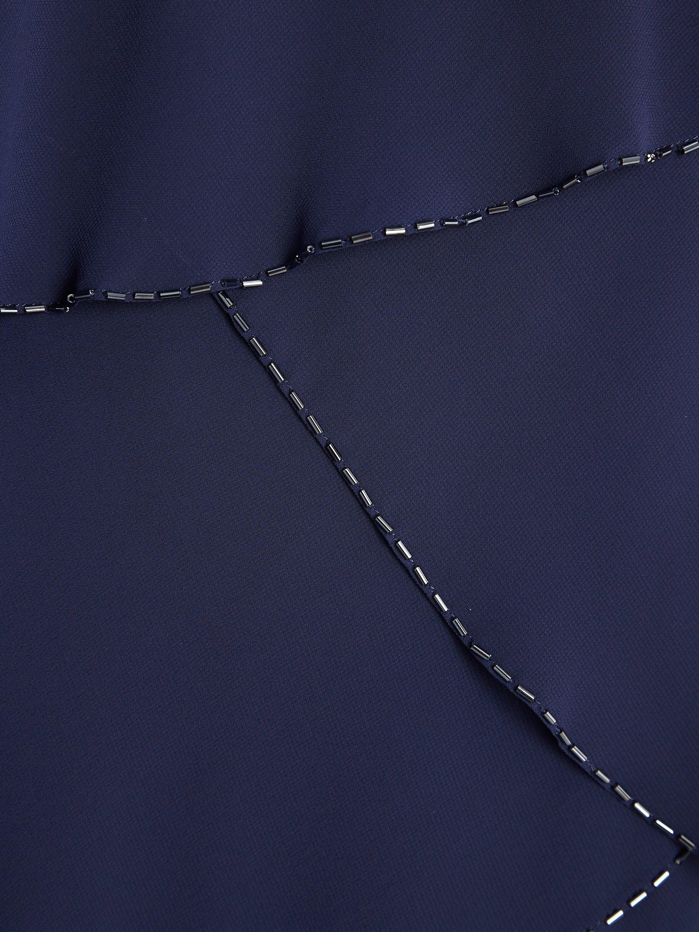 Product image 6 of 6, which shows Gina Bacconi Chiffon Shawl and Beaded Edge Dress, Navy, 8