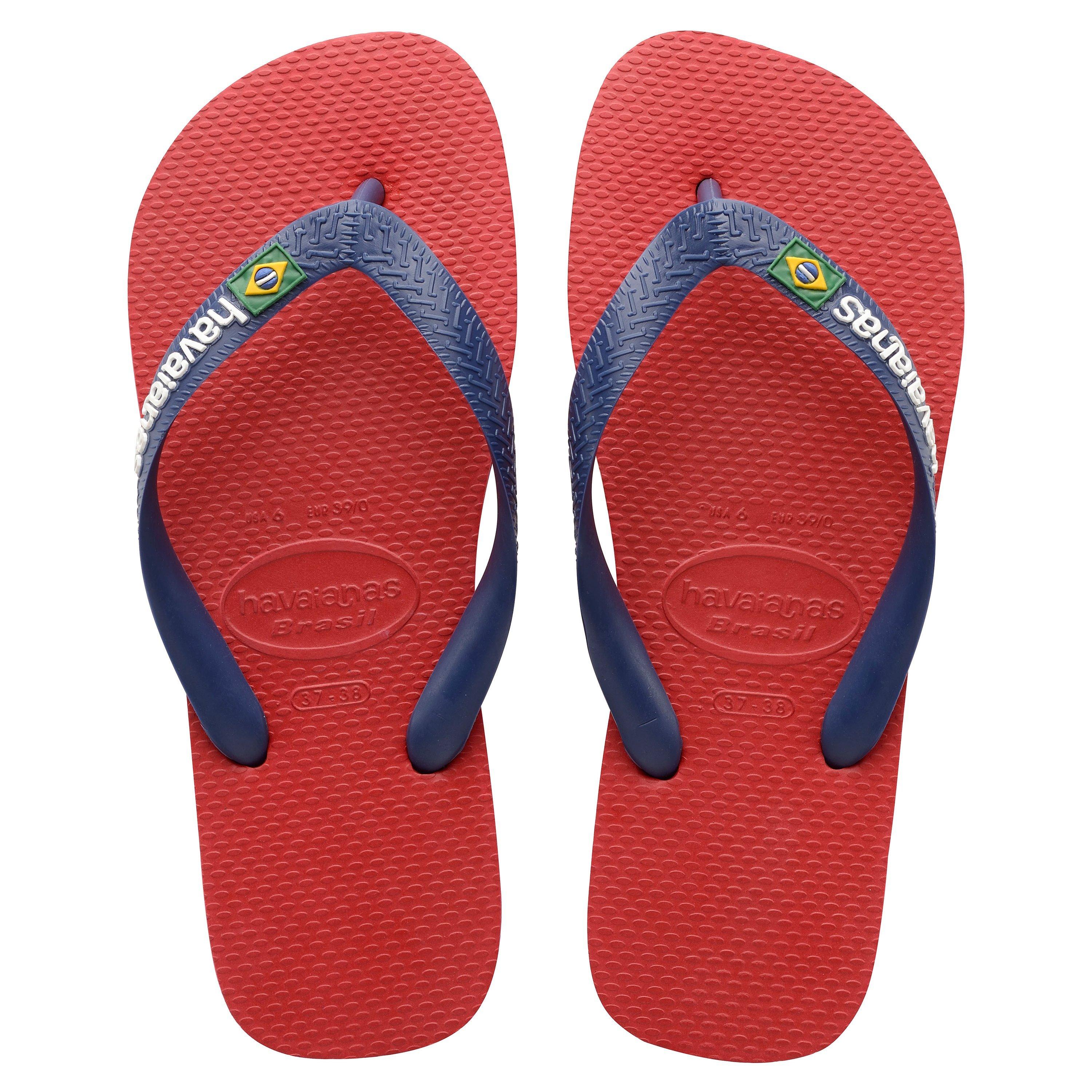 Havaianas Brasil Logo Flip Flops, Red