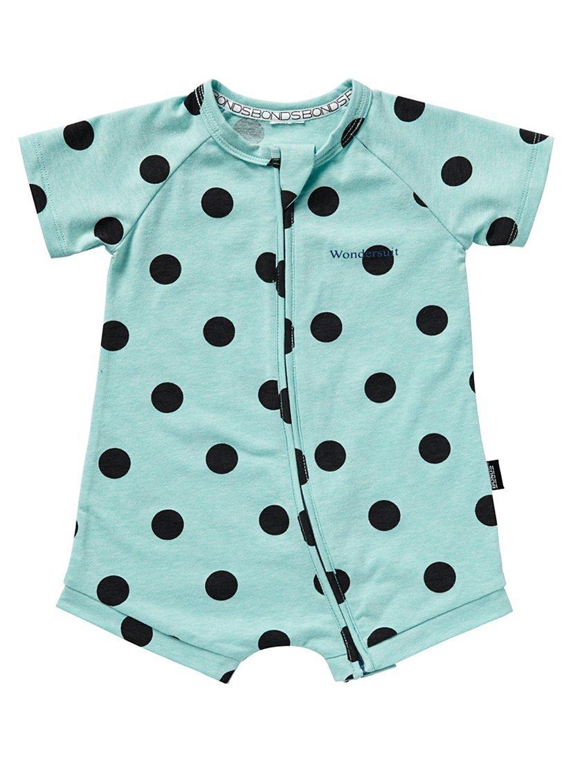 Bonds Baby Zip Wondersuit Polka Dot Short Romper, Green/Multi