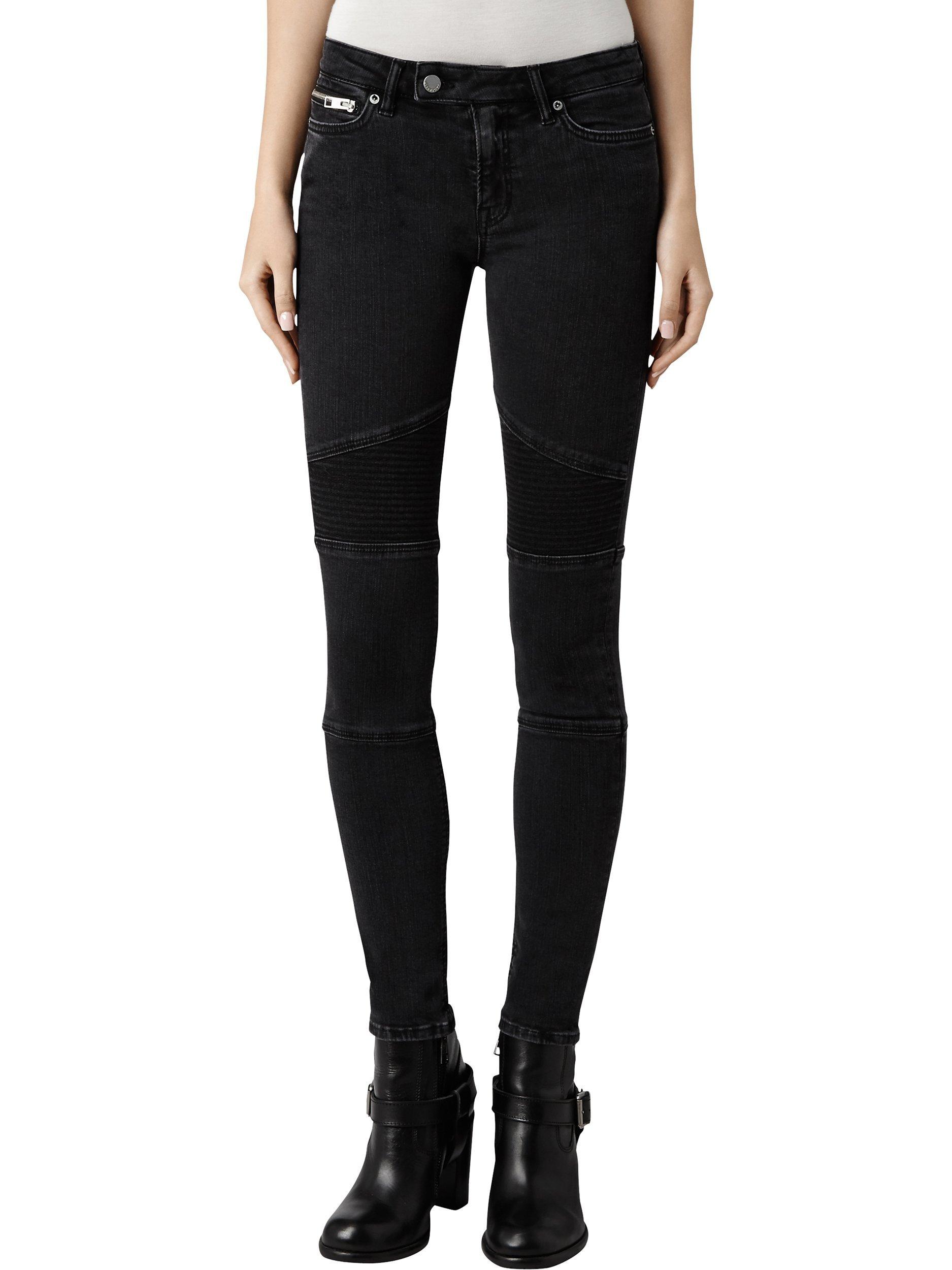 AllSaints Biker Skinny Jeans, Washed Black, 24