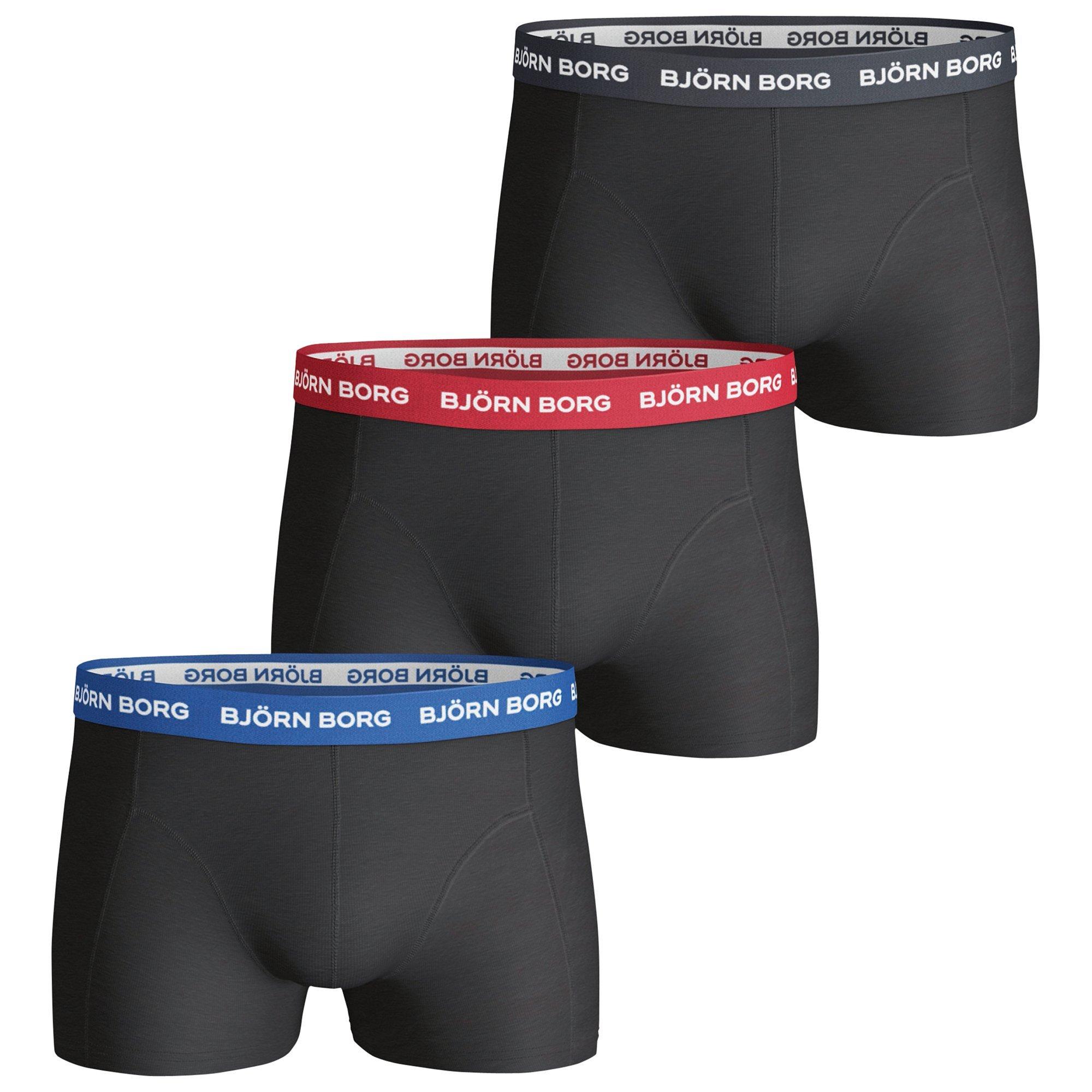 Björn Borg Contrast Waistband Trunks, Pack of 3, Black