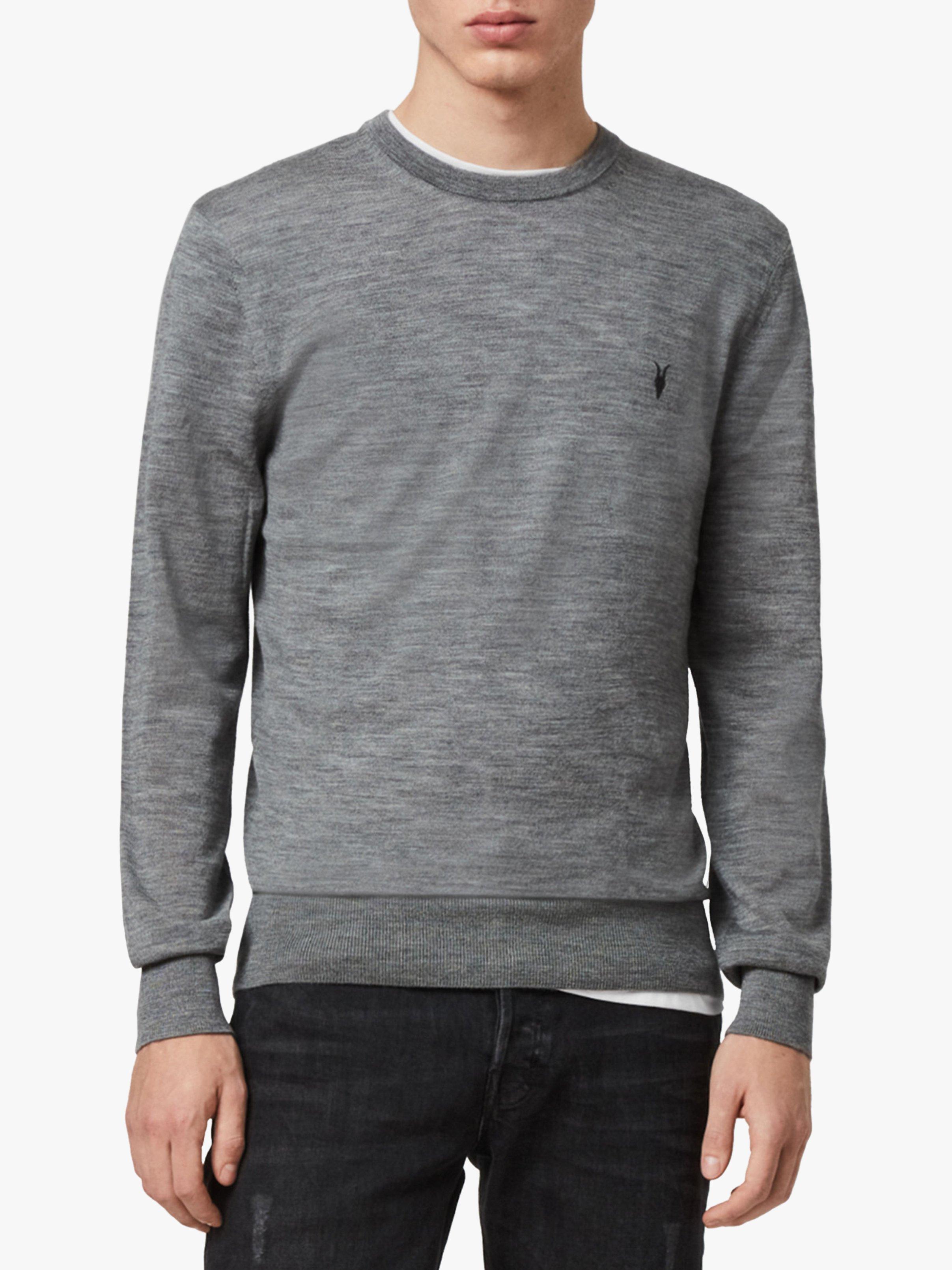 AllSaints Mode Merino Crew Neck Jumper, Grey