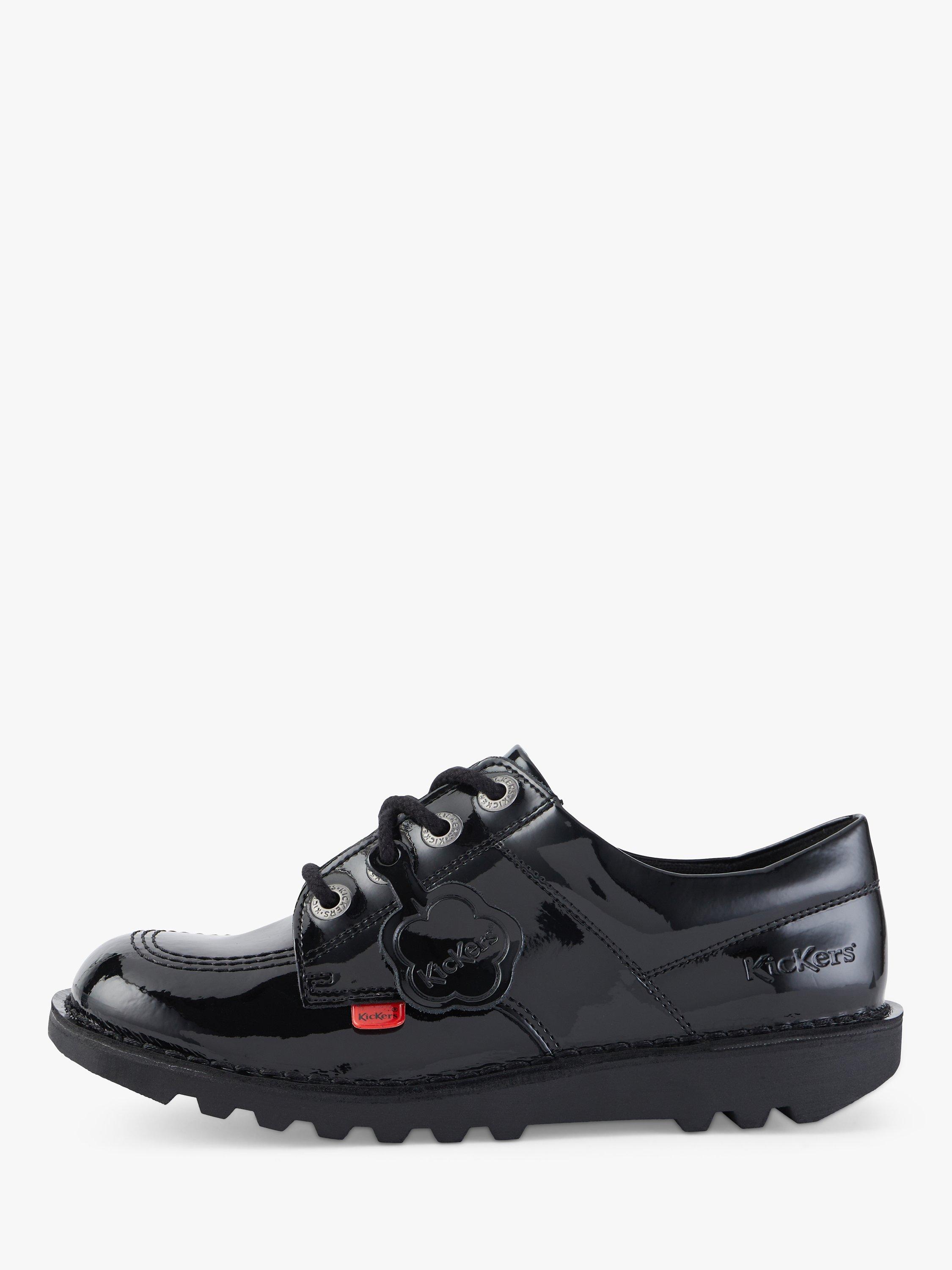 Kickers Kids Kick Lo Lace Up Shoes Black Patent