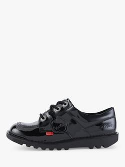 Kickers Kids' Kick Lo Lace Up Shoes, Black Patent, Black Patent