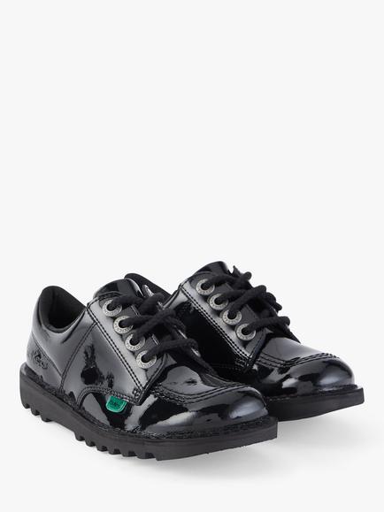 Kickers Kids' Kick Lo Lace Up Shoes, Black Patent, Black Patent