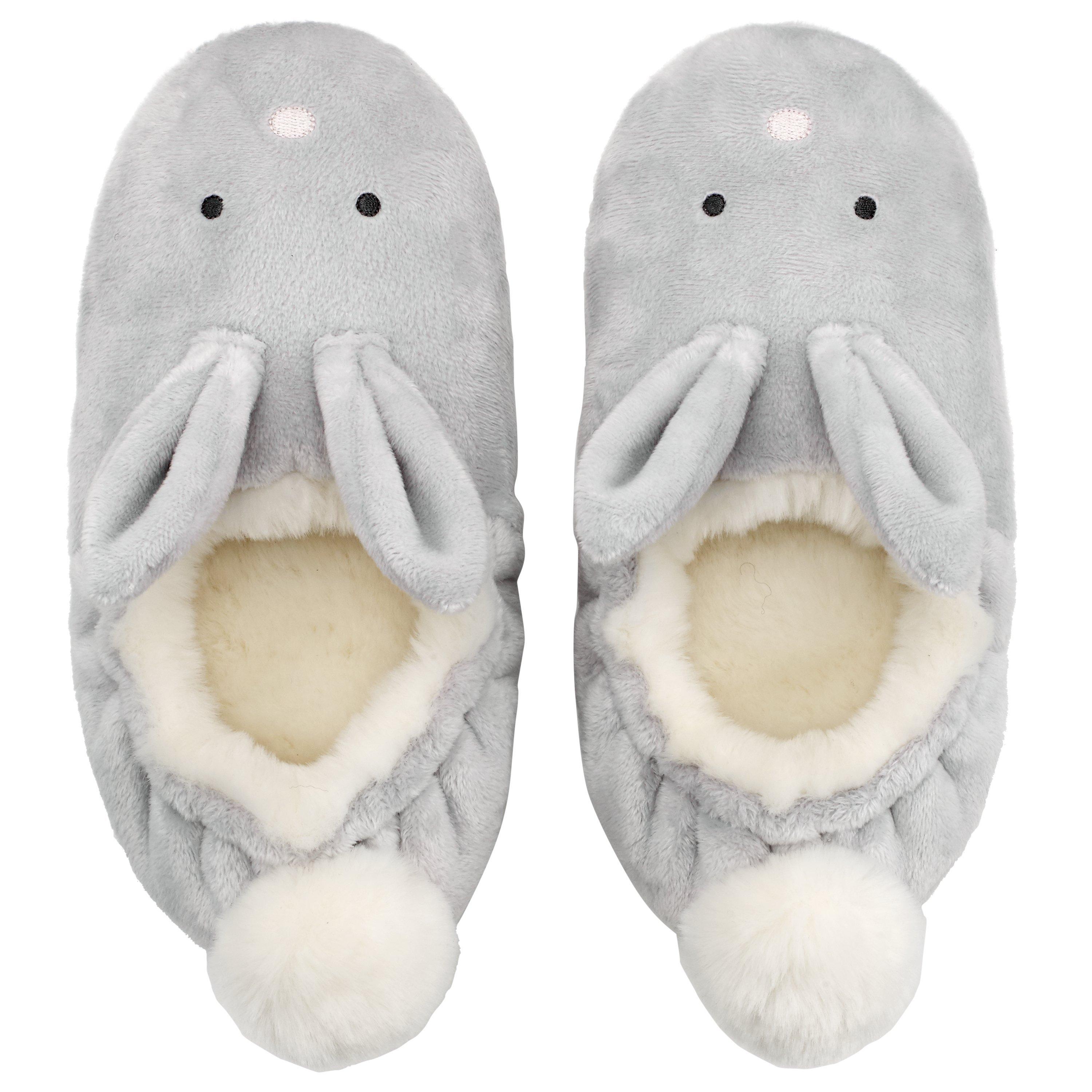 John Lewis Partners Children s Closed Back Bunny Slippers Grey