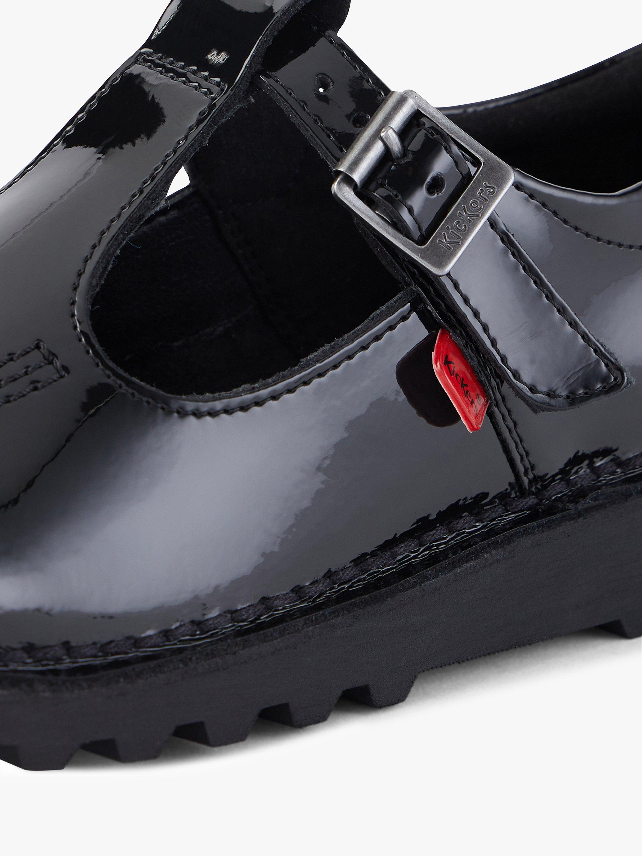 Kickers Kids Kick T Bar Shoes Black Patent
