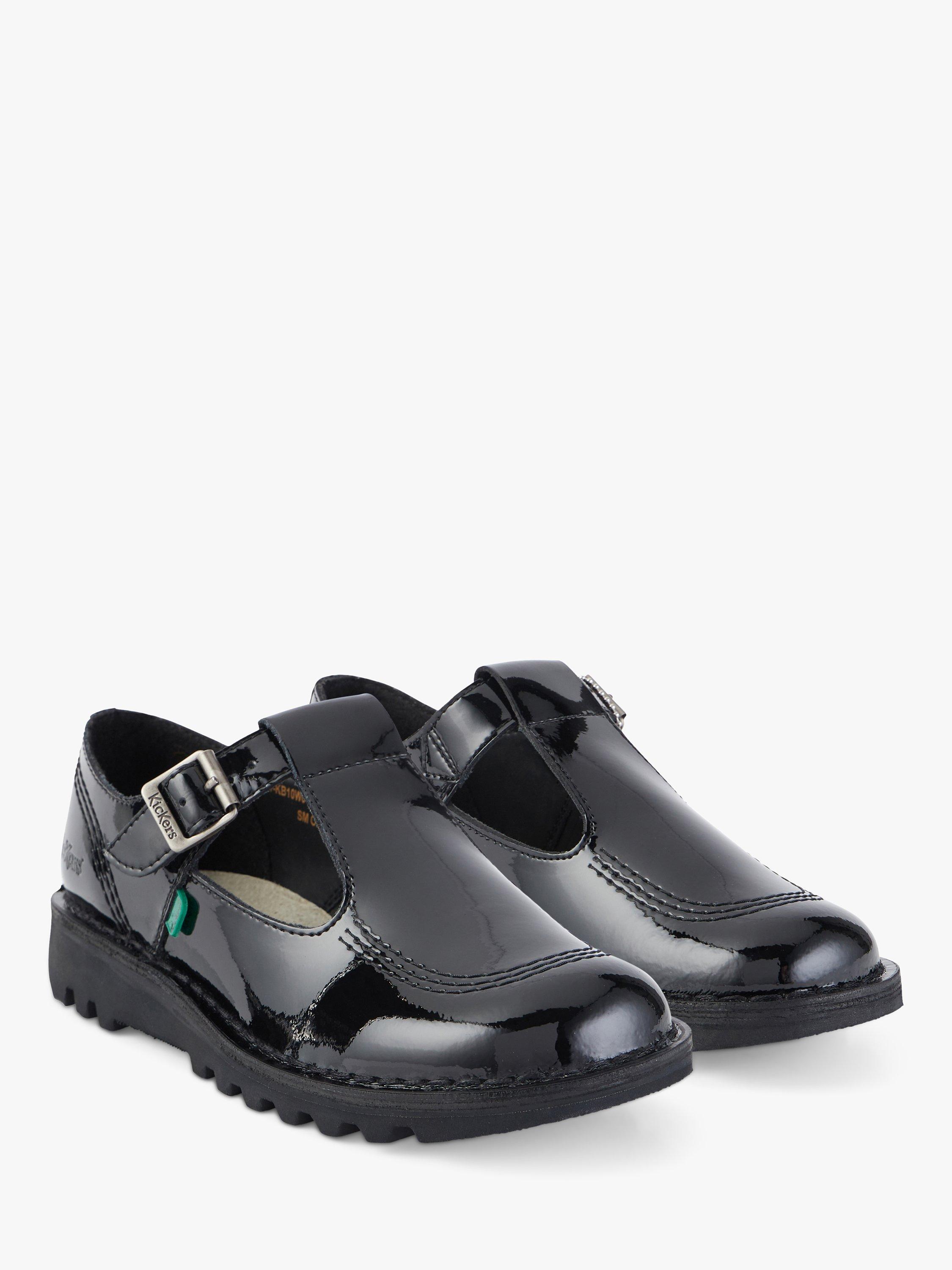 Product image 8 of 8, which shows Kickers Kids' Kick T-Bar Shoes, Black Patent, 31