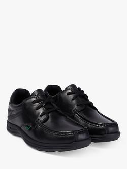 Kickers Kids' Leather Reasan Laced Shoes, Black, Black Leather