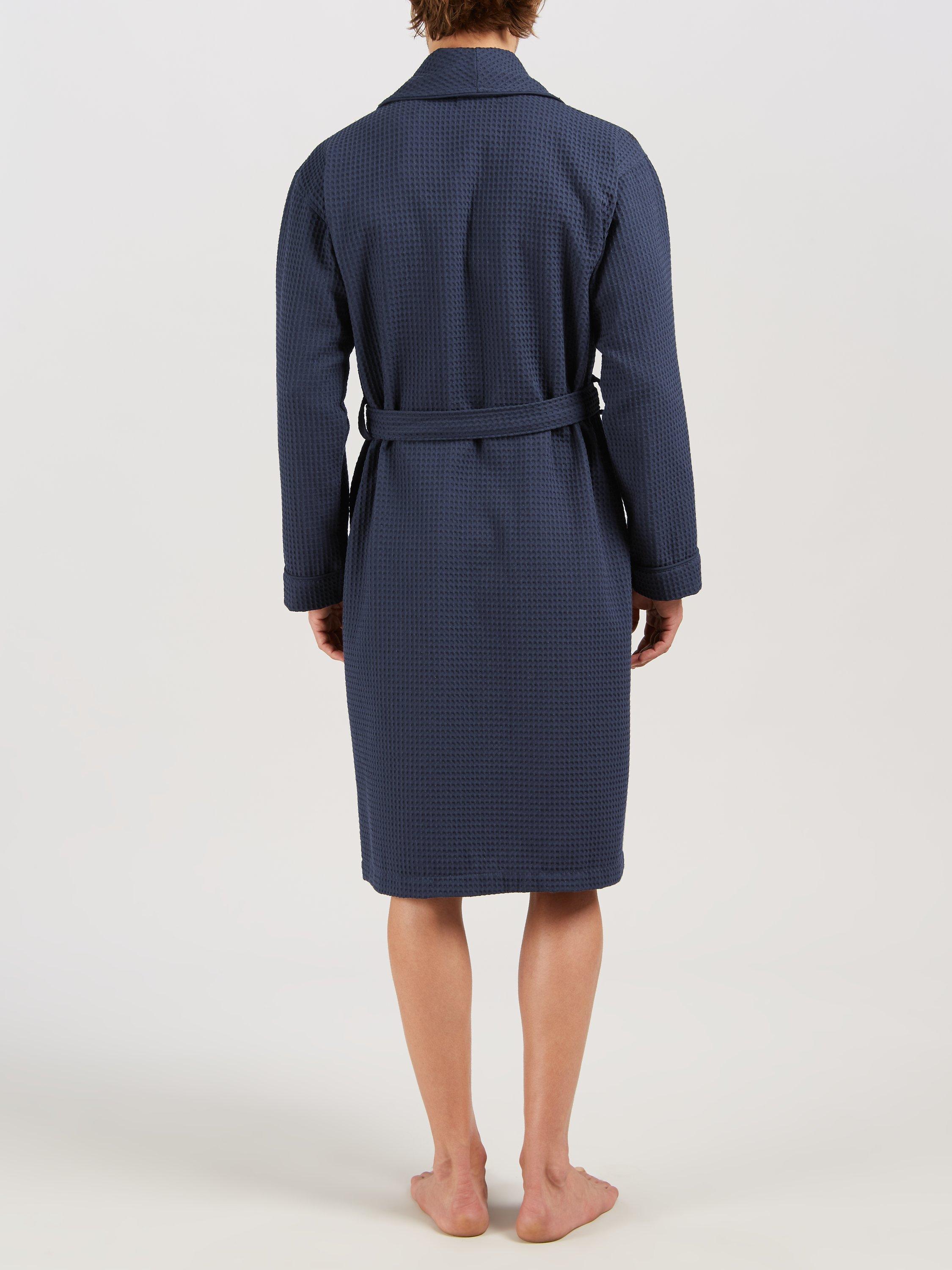 Product image 3 of 4, which shows John Lewis Pure Cotton Waffle Robe, Navy, S