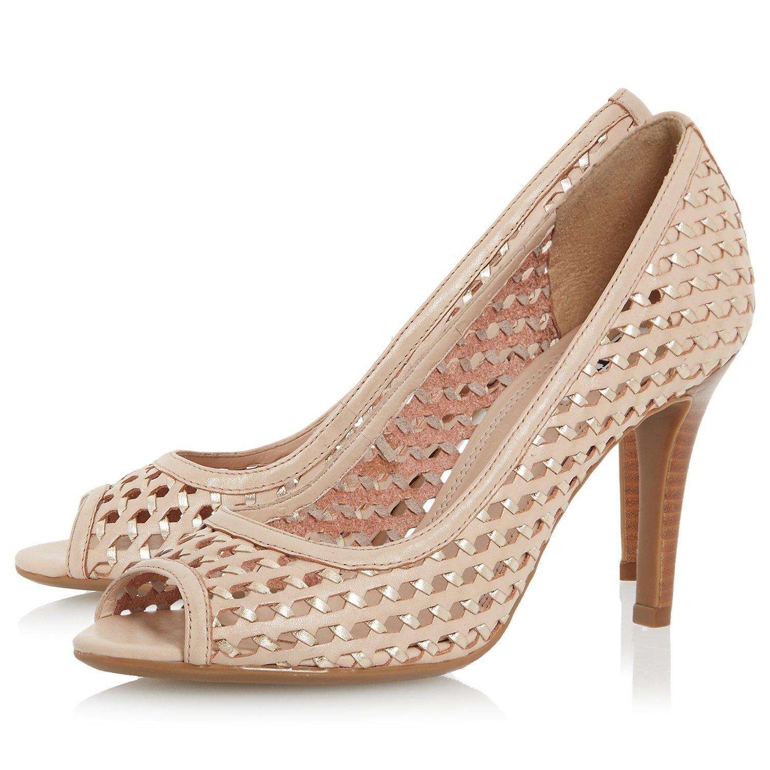 Dune Claudette Woven Peep Toe Court Shoes Nude