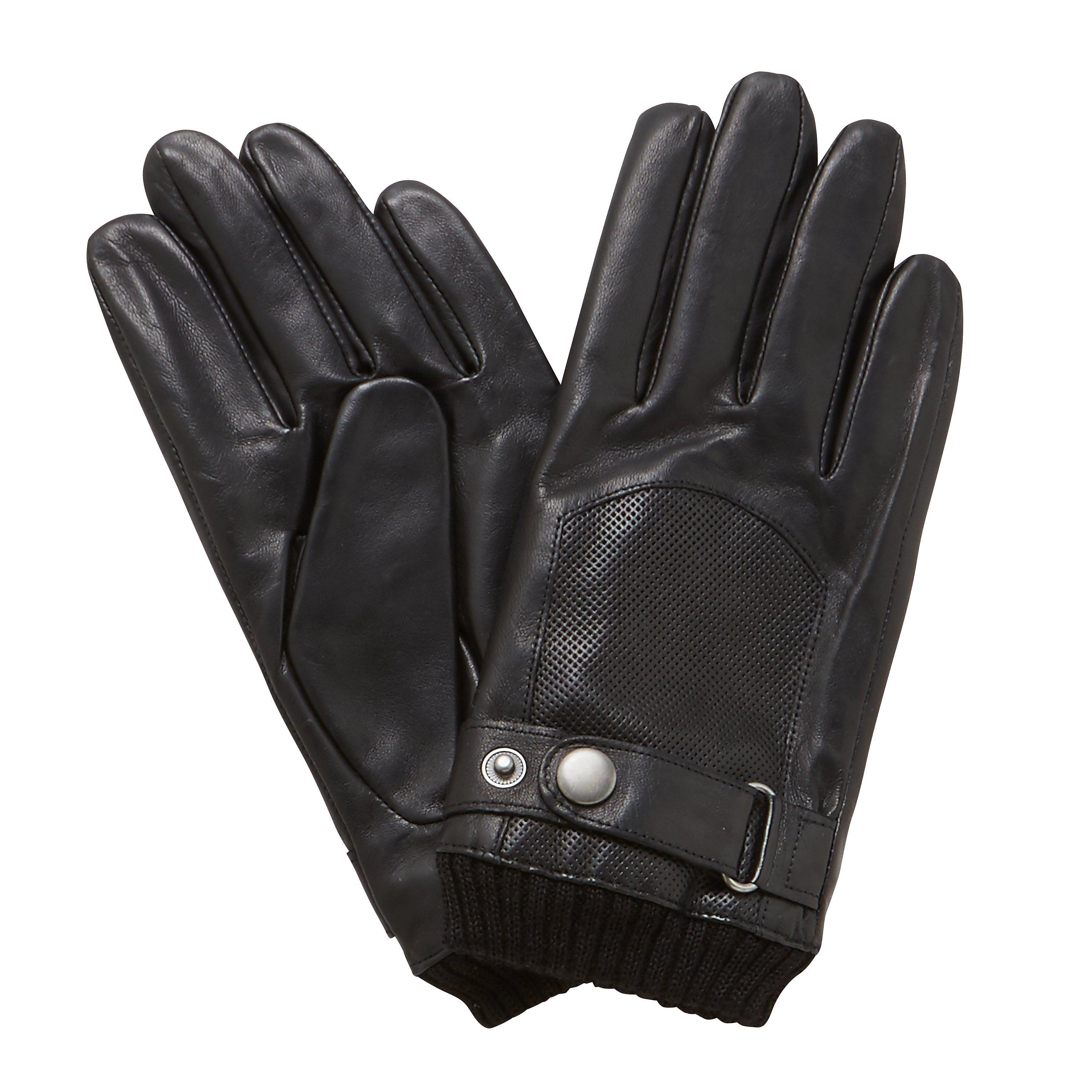 John Lewis Partners Perforated Leather Driving Gloves Black