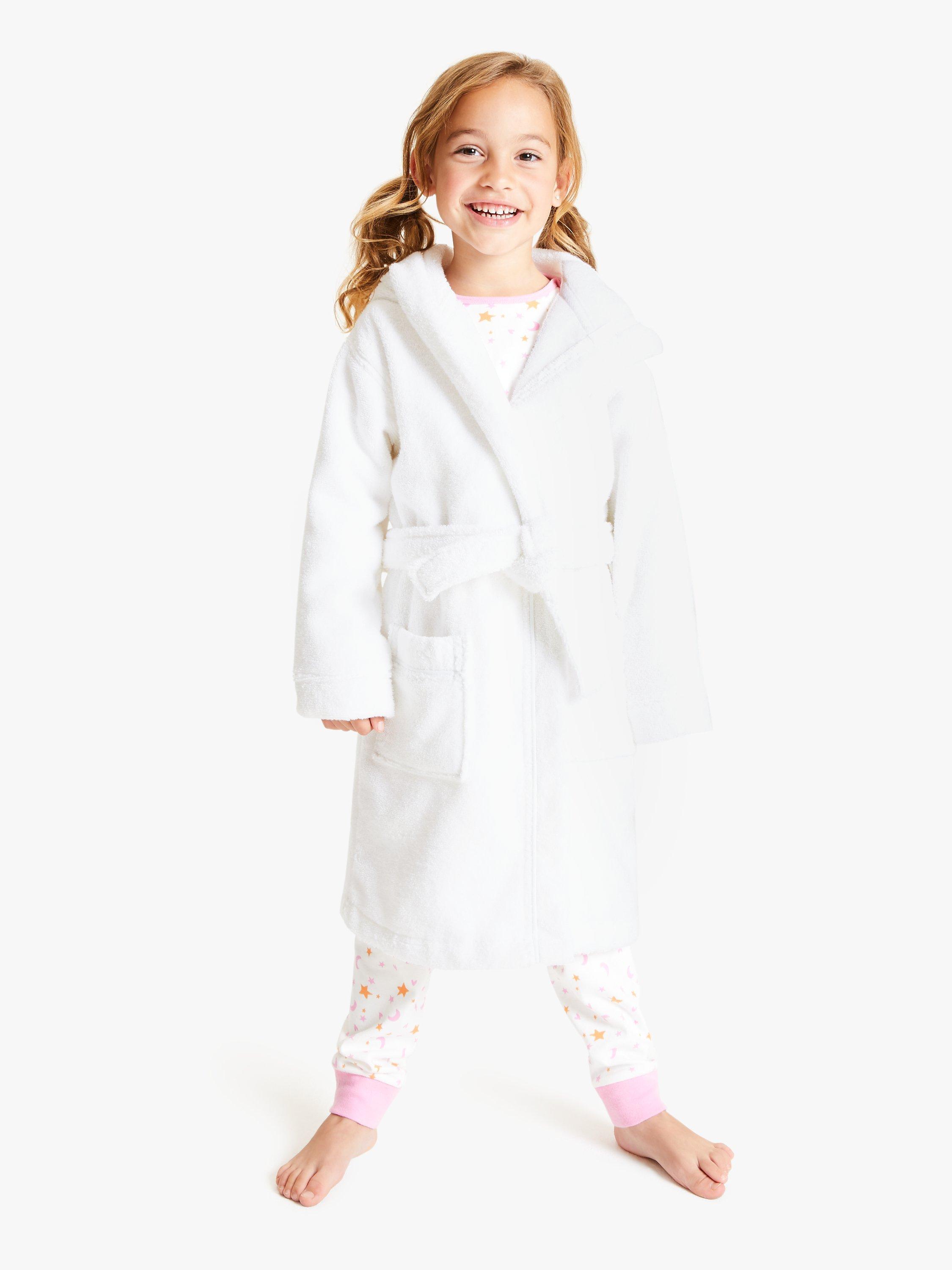 John Lewis Kids Towelling Robe White