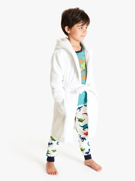 John Lewis Kids' Towelling Robe, White - view 2, White