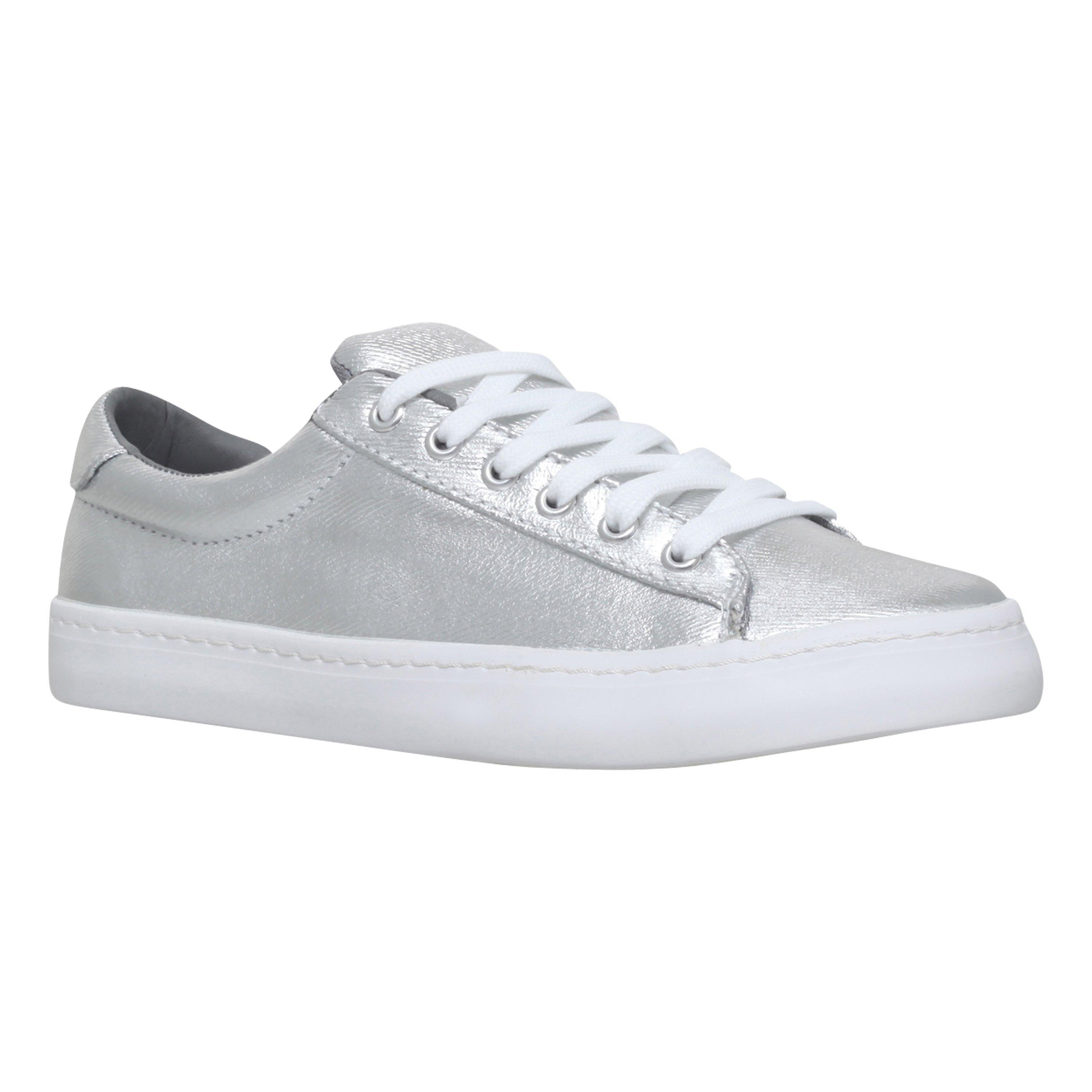 Miss KG Lotus Lace Up Trainers, Silver Canvas