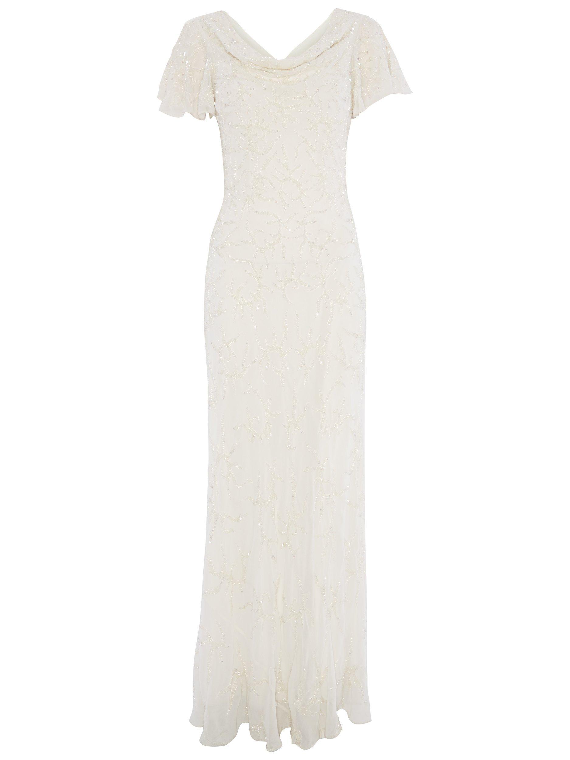 Raishma Draped Neck Gown, Ivory