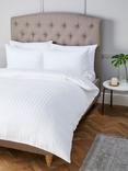 John Lewis Soft and Silky Satin Stripe 200 Thread Count Cotton Bedding, White