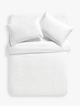 John Lewis Soft and Silky Satin Stripe 200 Thread Count Cotton Bedding, White