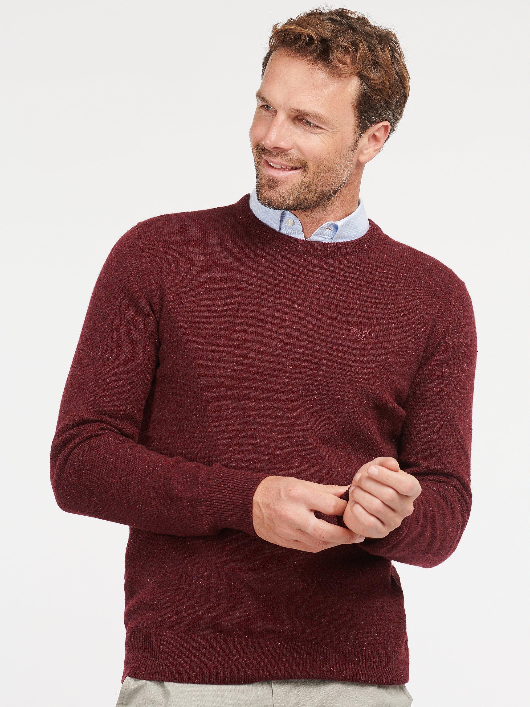Barbour Tisbury Lambswool Crew Neck Jumper, Ruby