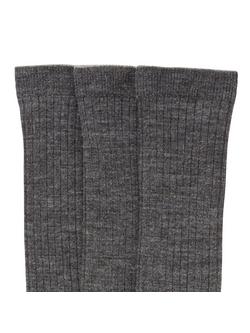 John Lewis Kids' Wool Rich Knee High Socks, Pack of 3, Charcoal - view 2, Charcoal
