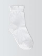 John Lewis Kids' Frill Top Socks, Pack of 5, White