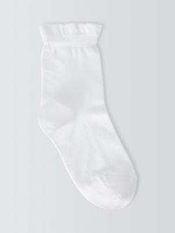 John Lewis Kids' Frill Top Socks, Pack of 5, White, White