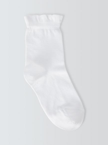 John Lewis Kids' Frill Top Socks, Pack of 5, White, White