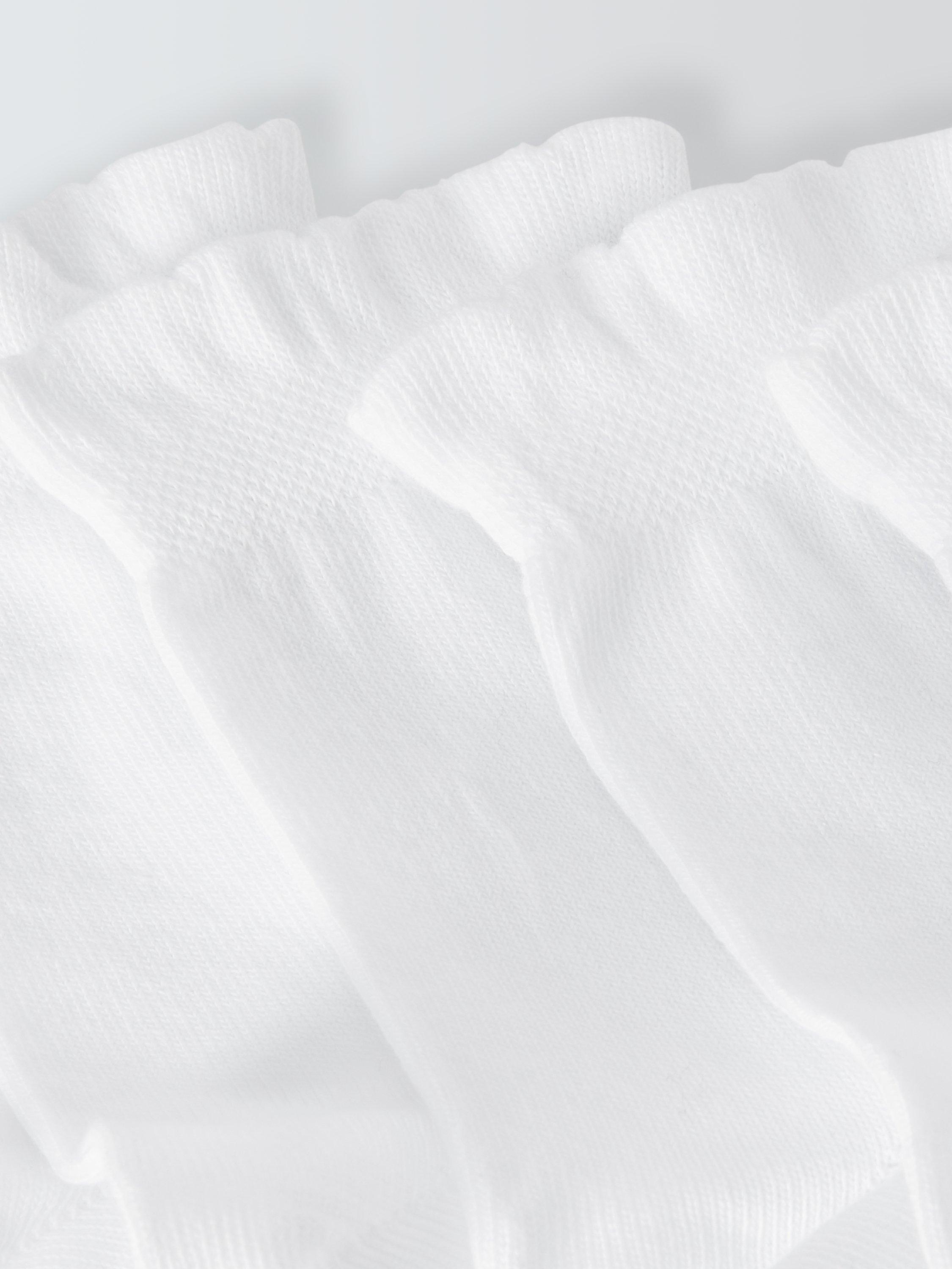 Product image 2 of 2, which shows John Lewis Kids' Frill Top Socks, Pack of 5, White, 6-8.5 Jnr