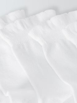John Lewis Kids' Frill Top Socks, Pack of 5, White - view 2, White