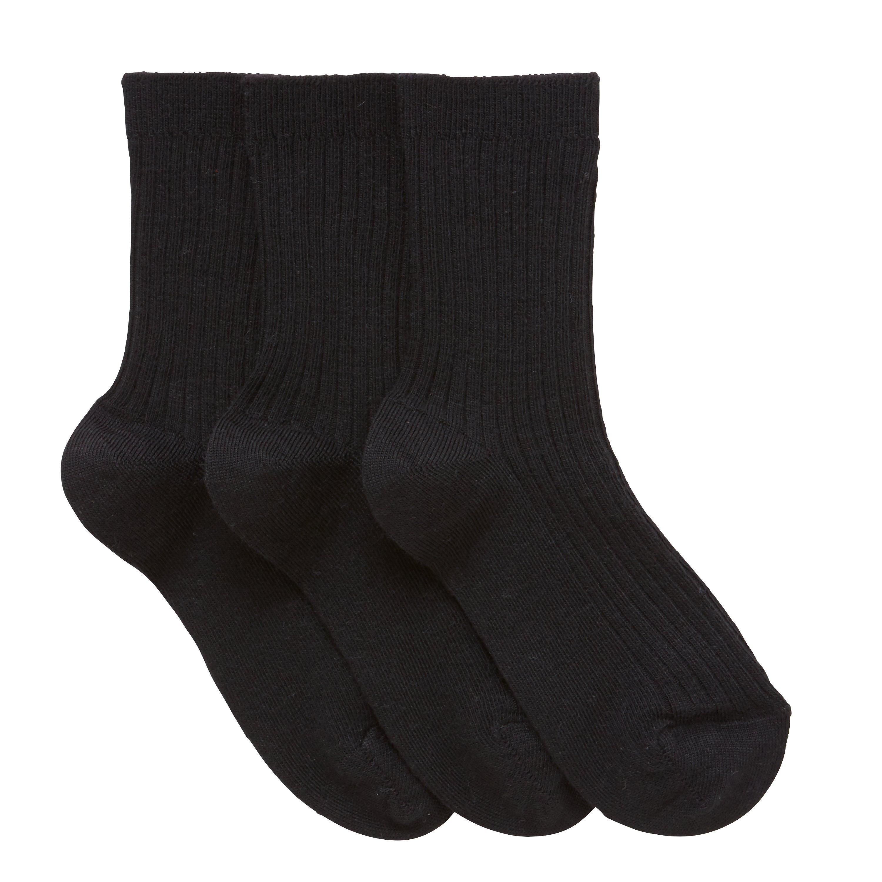 Product image 1 of 2, which shows John Lewis Children's Wool Rich Socks, Pack of 3, Black, 6-8.5 Jnr