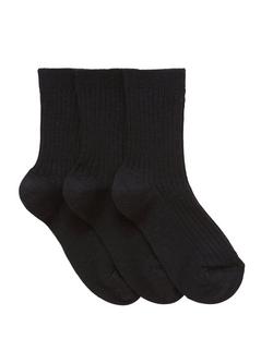 John Lewis Children's Wool Rich Socks, Pack of 3, Black
