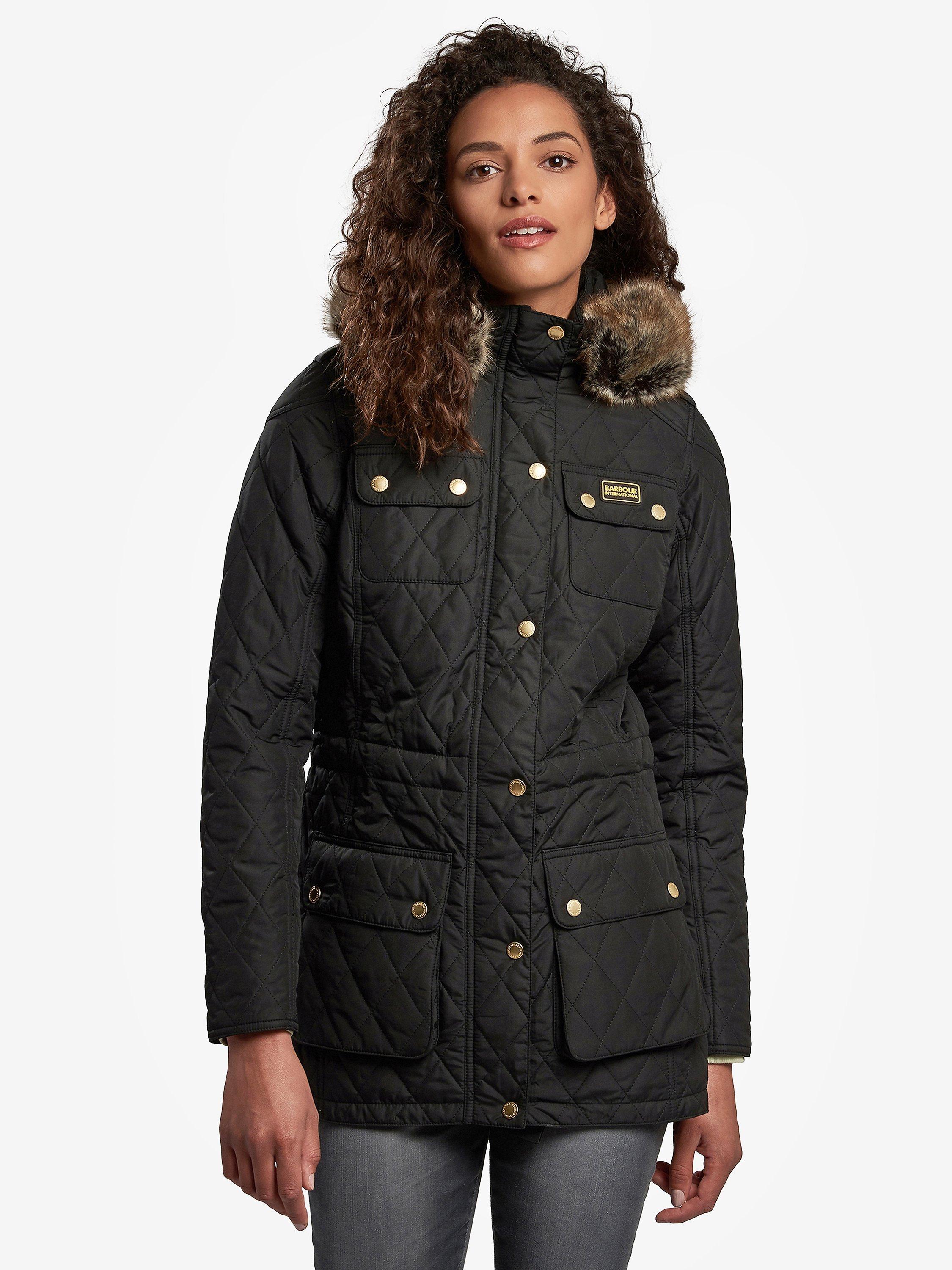 Barbour International Enduro Quilted Hooded Jacket, Black