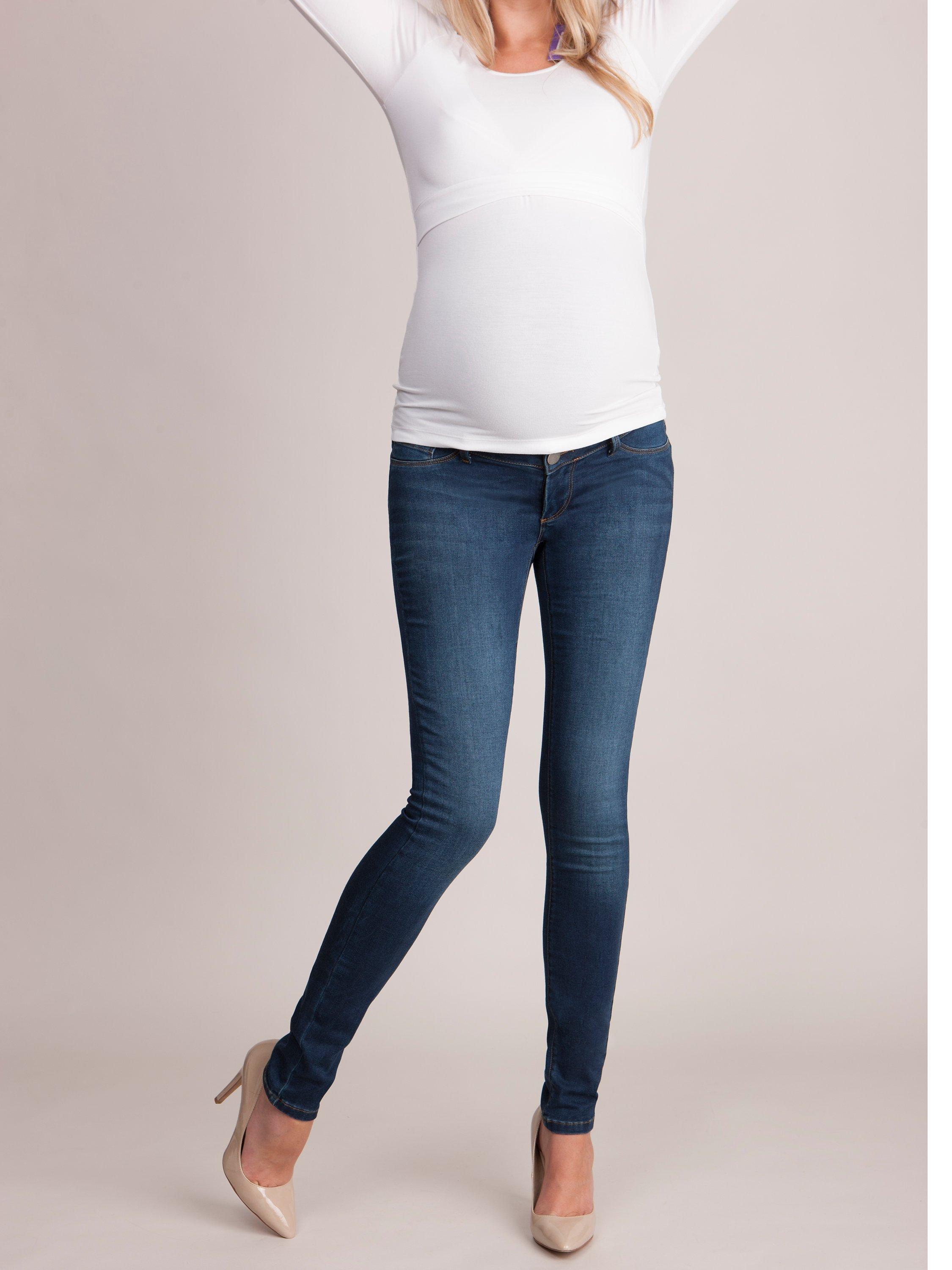 Seraphine Penny Overbump Maternity Skinny Jeans, Blue Denim