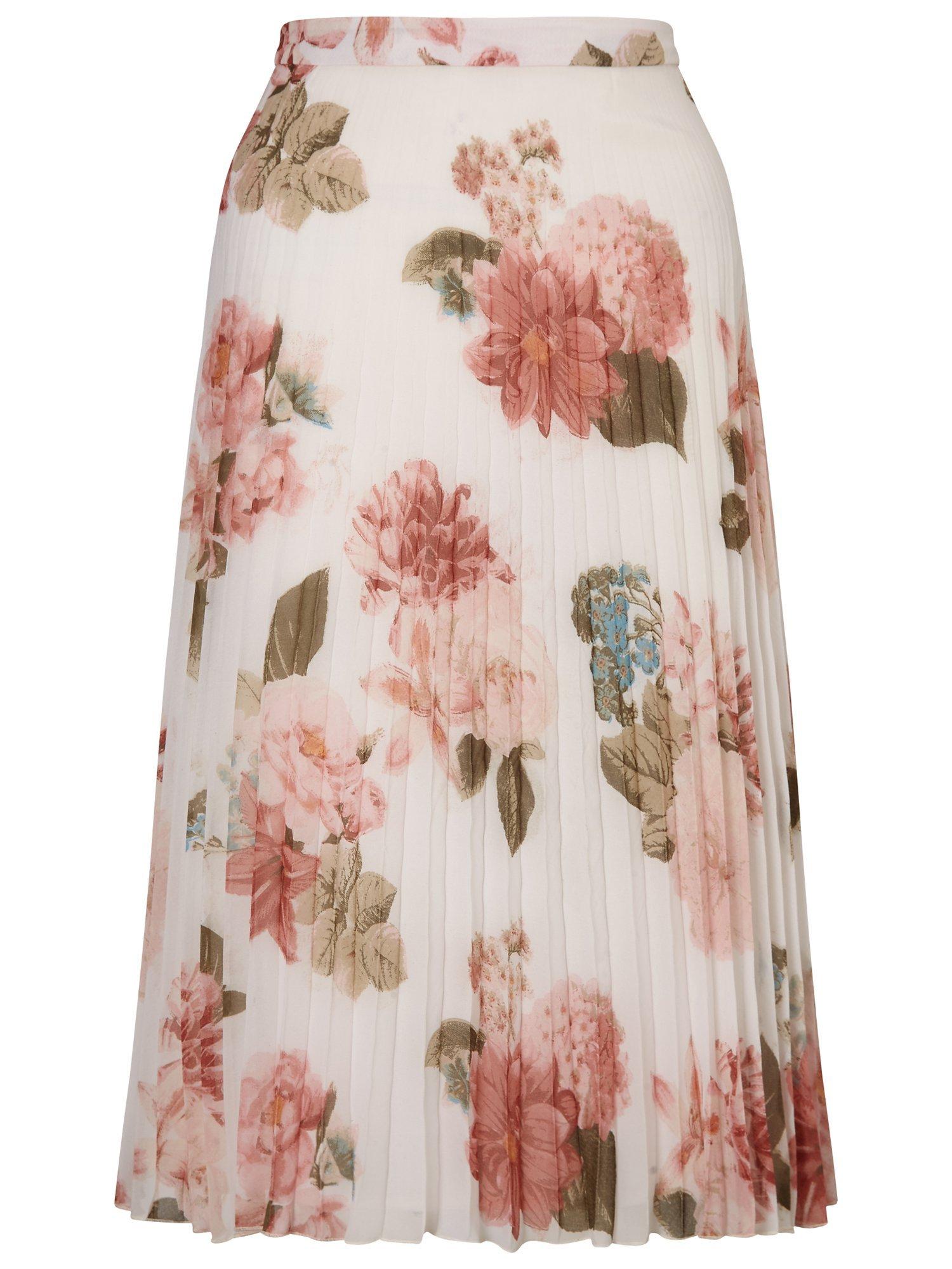 Miss Selfridge Floral Print Pleat Midi Skirt, Multi
