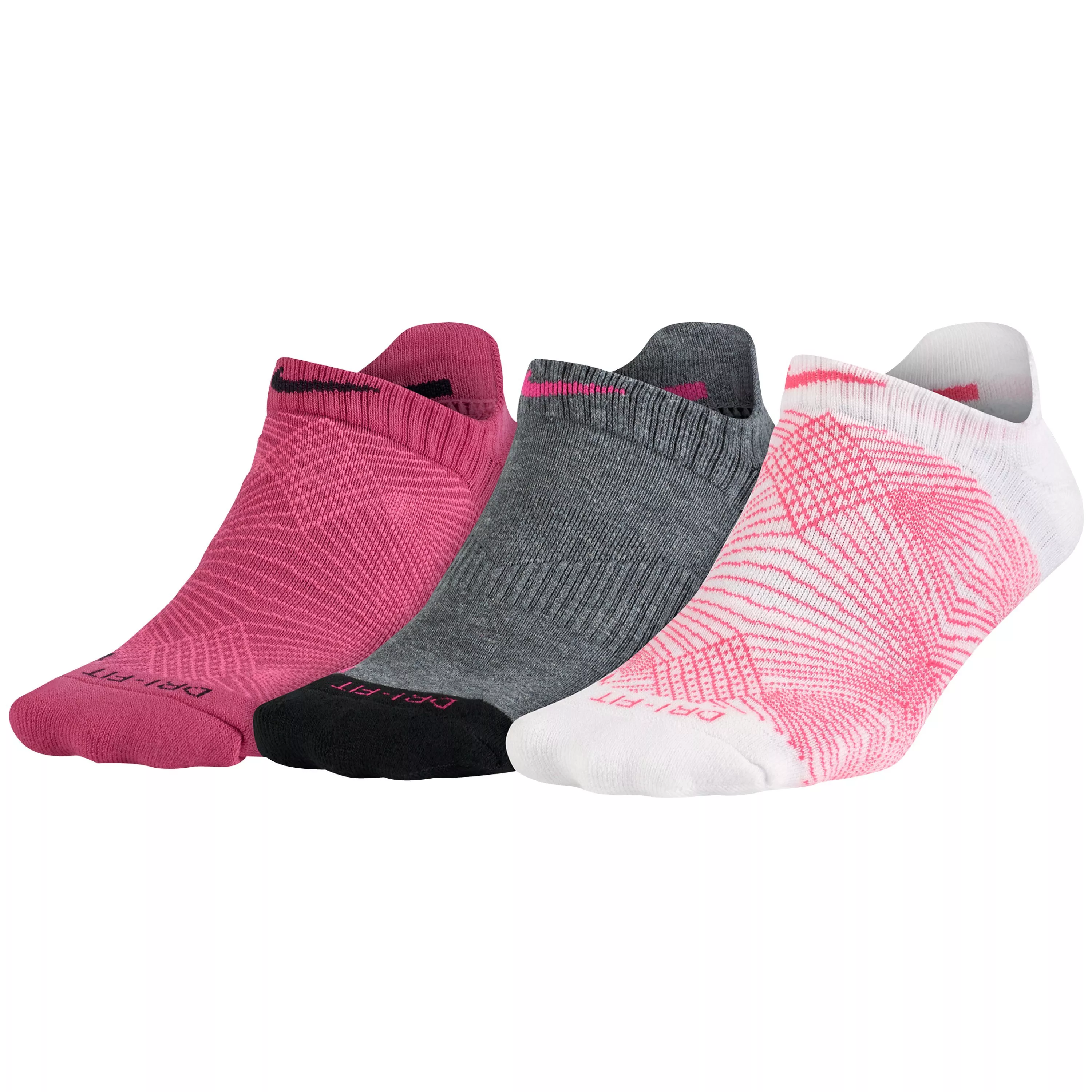 Nike Dri Fit Graphic Tab No Show Socks Pack of 3 Multi