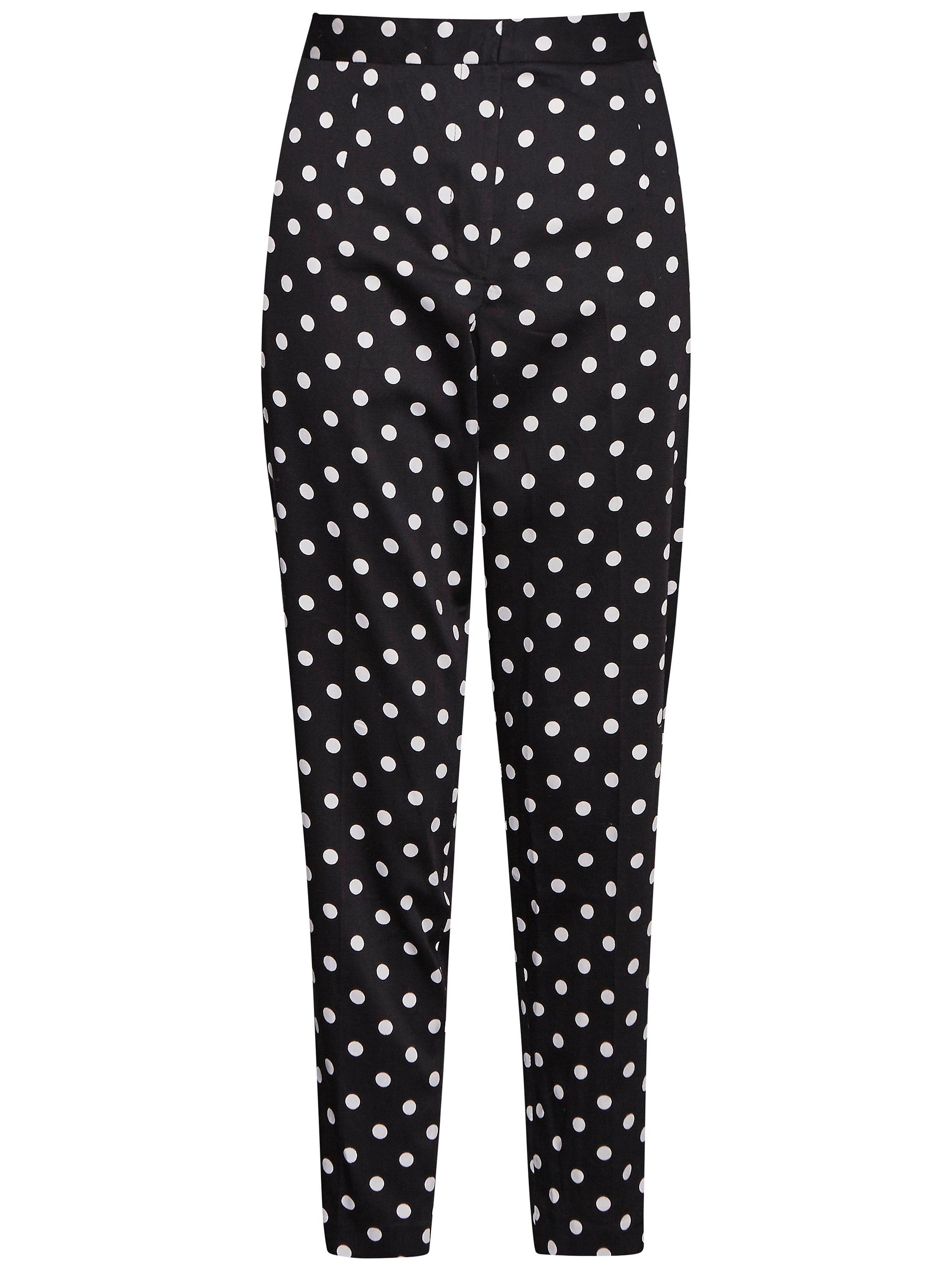 French Connection Spot Cotton Trousers, Black/Winter White