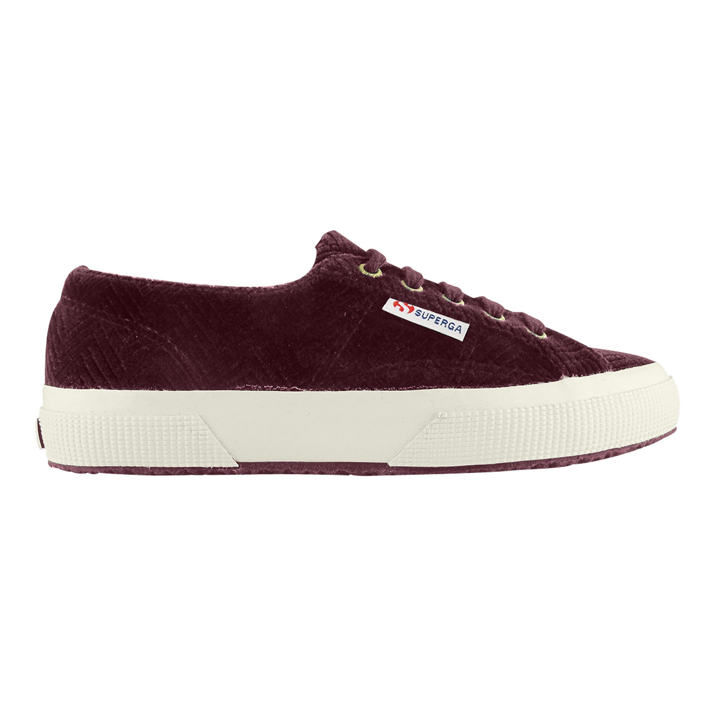 Superga 2750 Velvet Plimsolls, Dark Bordeaux