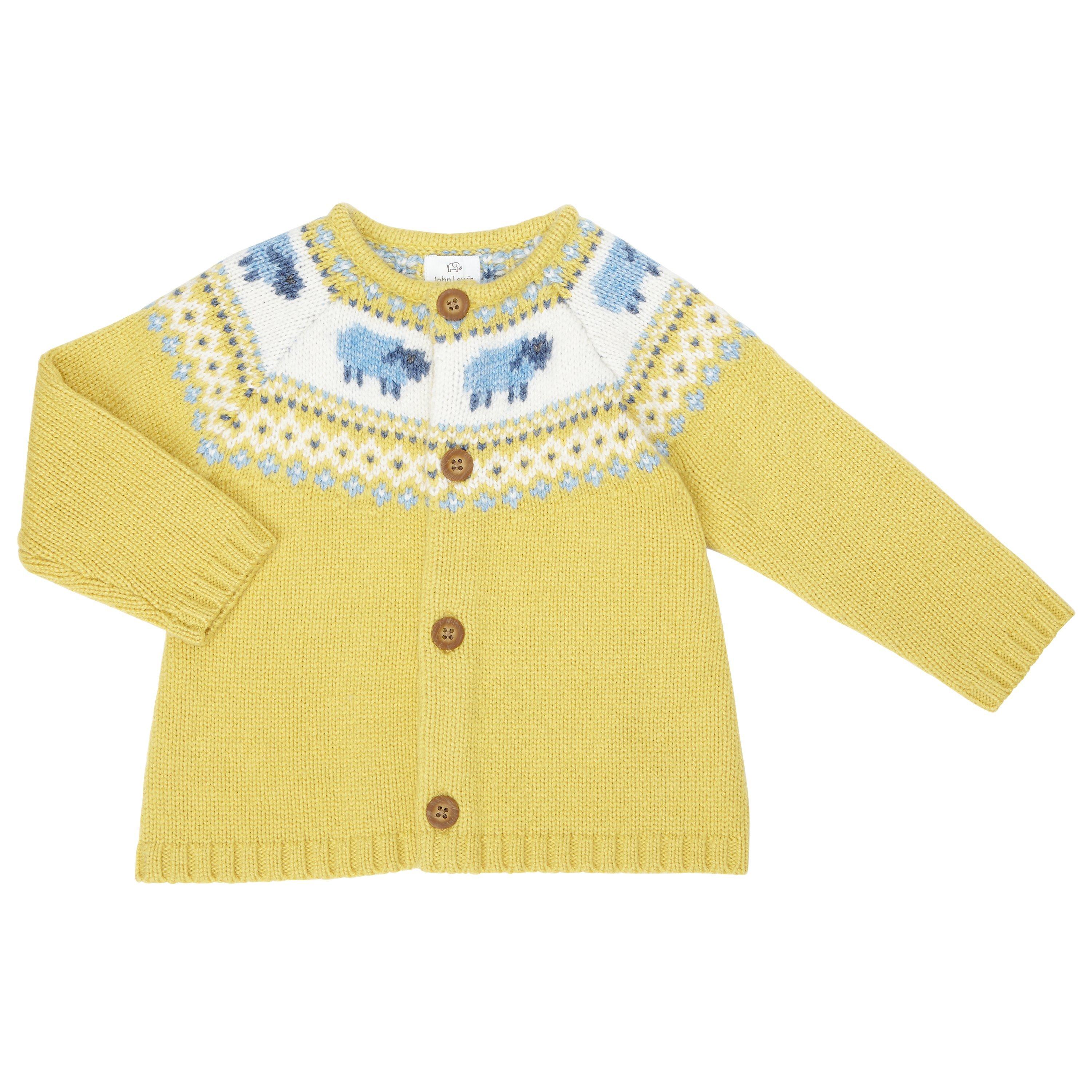 John Lewis & Partners Baby Luxury Sheep Cardigan, Yellow